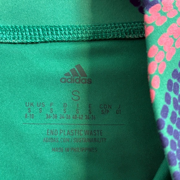 FARM RIO x ADIDAS High Rise Tights Green Leggings Patterned Training Small - Picture 4 of 10